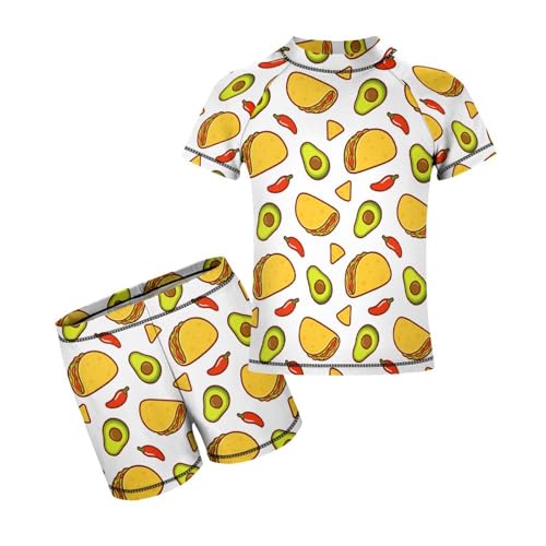 Mexican Food Taco AvocadoChildren's Swimsuits Boys Two Piece Suit9-11Y（140cm）
