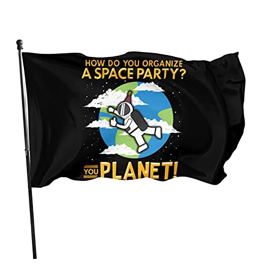 LINGF Astronaut How Do You Organize A Space Party You Planet trädgårdsflagga 1,5 x 2,4 m banderoller dubbelsidiga flaggor utomhus gårdsflagga för festdekoration