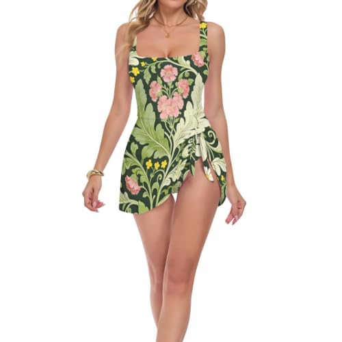 Maillot de bain une pièce femme couverture complète motif floral Morris