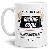 Tassendruck Berufe-Tasse so Sieht Eine Richtig Coole Reinigungskraft aus Weiss/Job/mit Spruch/Kollegen/Arbeit/Geschenk-Idee/Büro