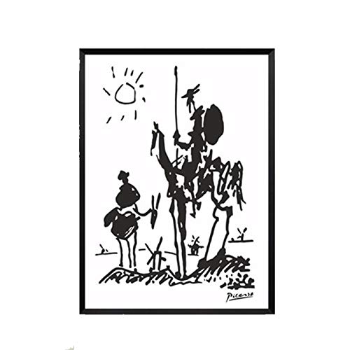 Arte abstracto moderno de la lona Pinturas de Pablo Picasso Don Quijote Banksy Póster Cuadros de pared con marco negro 30x45cm (12x18in) interior enmarcado y listo para colgar Cover