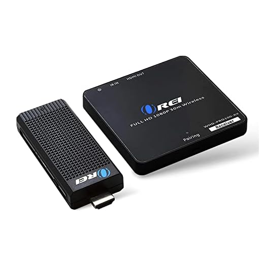 Wireless HDMI Transmitter & Receiver, by OREI - Extender Full HD 1080p Wirelessly Upto 100 Ft with Dongle - Perfect for Streaming, Laptops, PC, Media and More