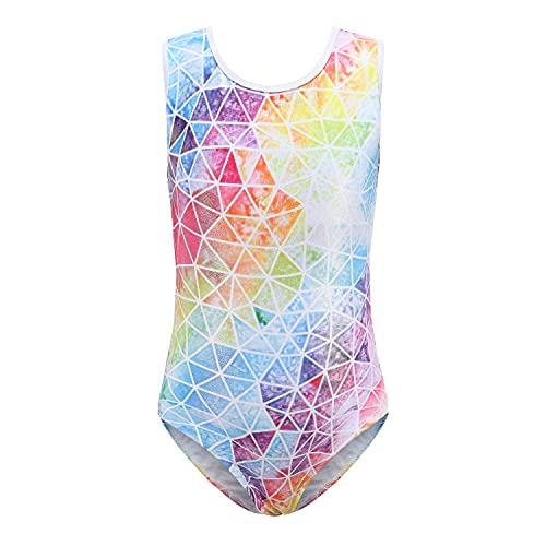 Cucudy Body da ginnastica per ragazze a maniche lunghe/senza maniche sfumato colore diamante body danza balletto ginnastica atletica body per bambini 5 6 7 8 9 10 11 12 anni