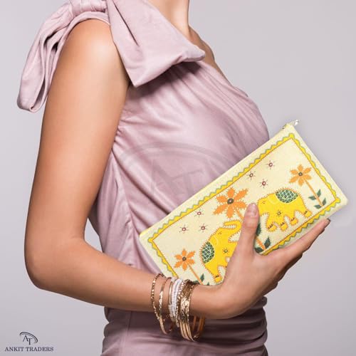 Image of Traditional Embroidered Zipper Purse for Women | Return Gifts for Baby Shower, Haldi, Mehendi, Wedding | Multicolor Ethnic Pouch Set