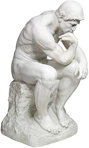 Design Toscano Rodin's Thinker Man Statue, Estate, 63.5 cm, Polyresin, Antique Stone