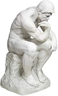 Design Toscano Rodin's Thinker Man Statue, Estate, 63.5 cm, Polyresin, Antique Stone