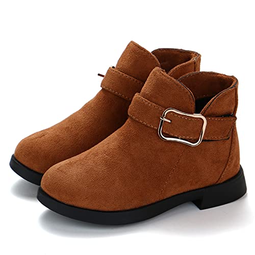 EnJoCho Kids Girl Boots Girls Shoes Fashion Solid Color Short Boots Non Slip Breathable Nude Women Boots 3-12Years3