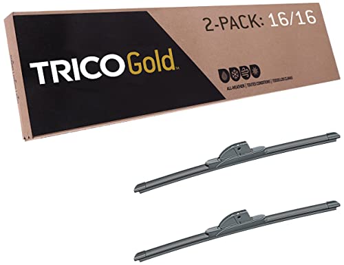 Image of TRICO Gold (18-1616) 16 & 16 Inch Pack of 2 Automotive Replacement Windshield Wiper Blades for My Car Super Premium All Weather Beam Blade for Select Vehicle Models