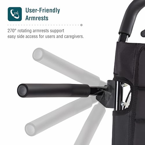 Image of VMS Careline Airlite Lightweight Foldable Travel Wheelchair for Elderly & Patients | Ultra-Light 8.2kg Portable Steel Frame | Attendant Brake, Adjustable Seat Belt & Carry Bag | Compact Transit Wheelchair | 100kg Capacity