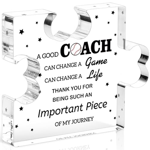 Funnli Baseball Cheer Football Soccer Basketball Coach Gifts Acrylic Plaque, Thank You Gifts for Volleyball Softball Hockey Team Fitness Instructor, Birthday Christmas Thanksgiving Gifts for Coach