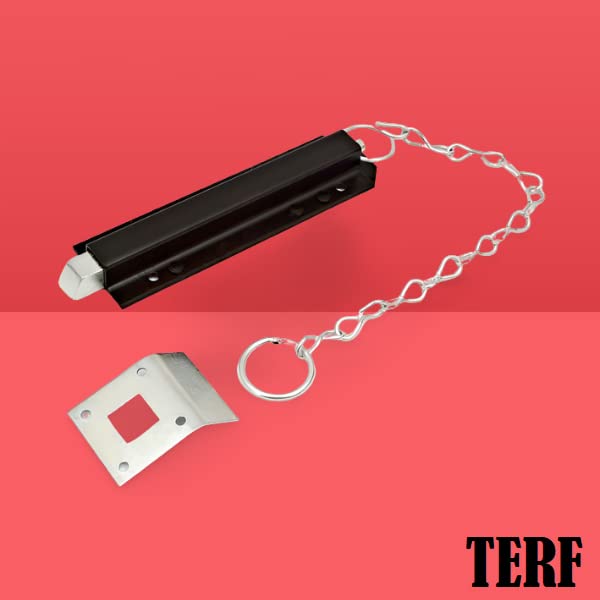 TERF® Heavy Duty Chain Door Bolt 200mm (8 inch) Including Fixing Screw Black Spring Loaded Chain Door Bolt For Garage Cabinet Garden Shed Industrial Door Bolt Latch Catch Door Lock - Image 4
