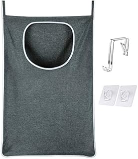 KINGSUSLAY Hanging Laundry Hamper, Hanging Hamper with Free Hanging Hooks, Space Saving Hanging Laundry Hamper Bag and Bathroom Over The Door Hamper (89 x 56CM, Heather Grey)