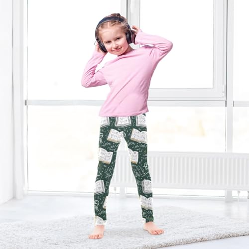 ALAZA Girls' Leggings Children's Yoga Pants Skinny Printed Dance Book Mathematics Blackboard Comfortable 4T3