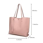 Dreubea Women's Soft Faux Leather Tote Shoulder Bag from, Big Capacity Tassel Handbag - Image 3