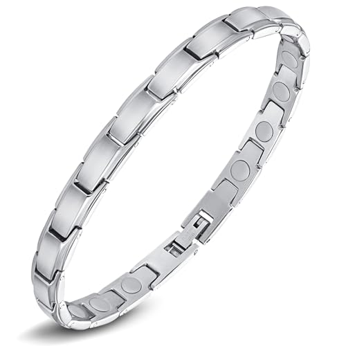Jeracol Titanstahl magnetarmband damen, magnetische Brazaletes mit 3500 Gauss Magneten...
