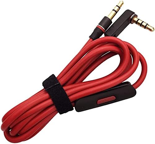 Replacement Cable for Dr. Headphones with Volume Control, Microphone and Call Answering in Red - 3.5 mm AUX Stereo