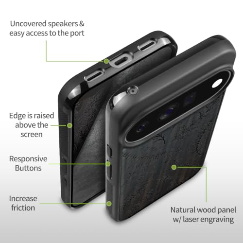 Coque Pixel 11 Pro antichoc dotée d'une surface magnétique en bois véritable - 6