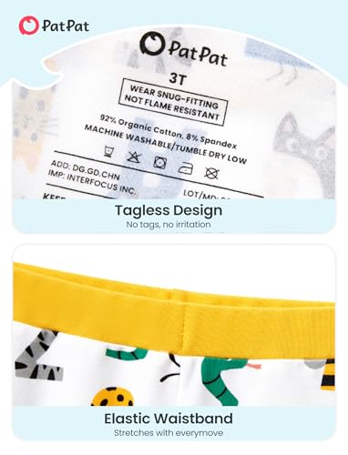 PATPAT Baby & Toddler Pajamas with Organic Cotton, Snug Fit PJs for Girls Boys Kids, Soft & Stretchy Short Summer Sleepwear, Letter Animals, 4T - Thumbnail 5