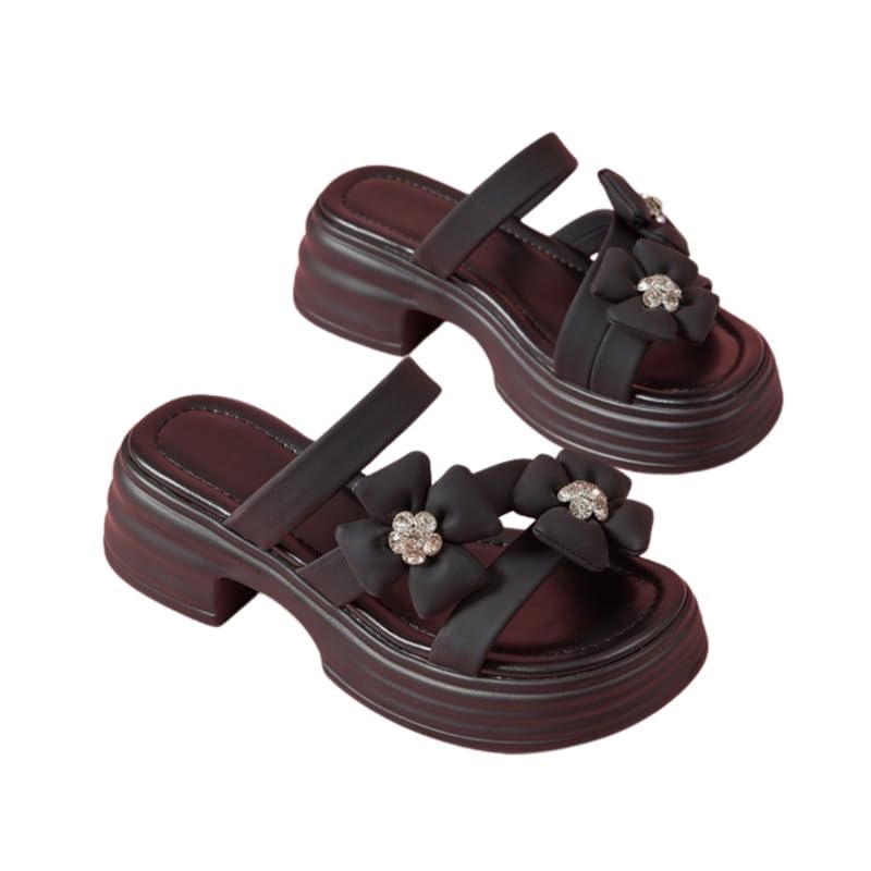 Women Slip On Sandals | Thick Sole Round Toe Beach Slippers with Hydrolysis Resistant Upper