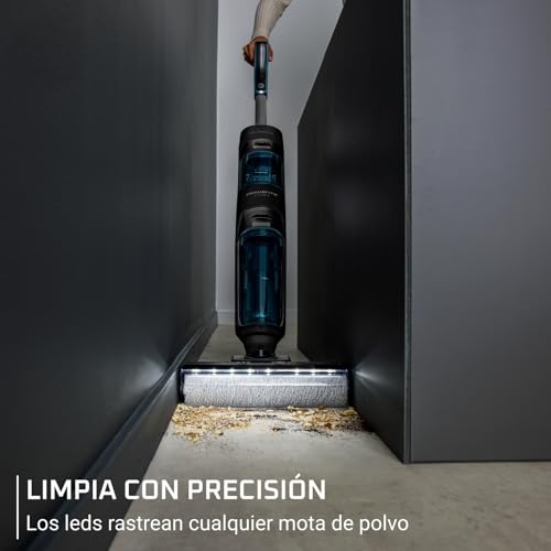 Miniatura 5 de Rowenta X-Clean 5, Aspiradora Fregona Eléctrica Sin Cable Con Tecnología Wet Dry, Aspira Y Friega 2 En 1, Luces Led Para Detectar Polvo En Rincones, Secado En Caliente, Negro, Gz5555ee