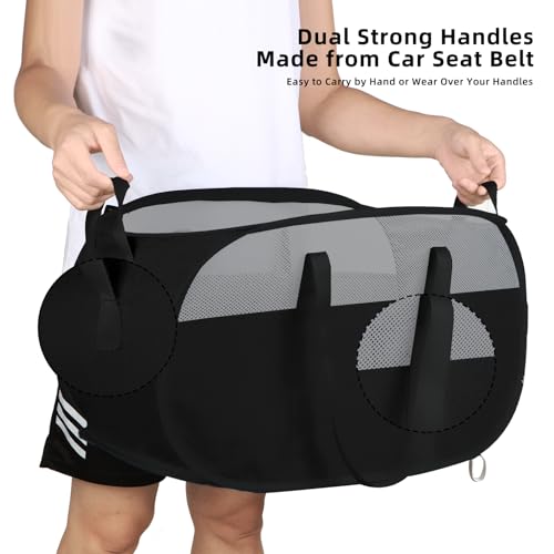 Image of 100L Collapsible Laundry Baskets, Tear Proof Pop Up Laundry Hamper with Dual Handles, Large Foldable Laundry Basket, Easy to Carry Laundry Hamper for Home, Laundry Room, Bedroom, Dorm, Travel Black