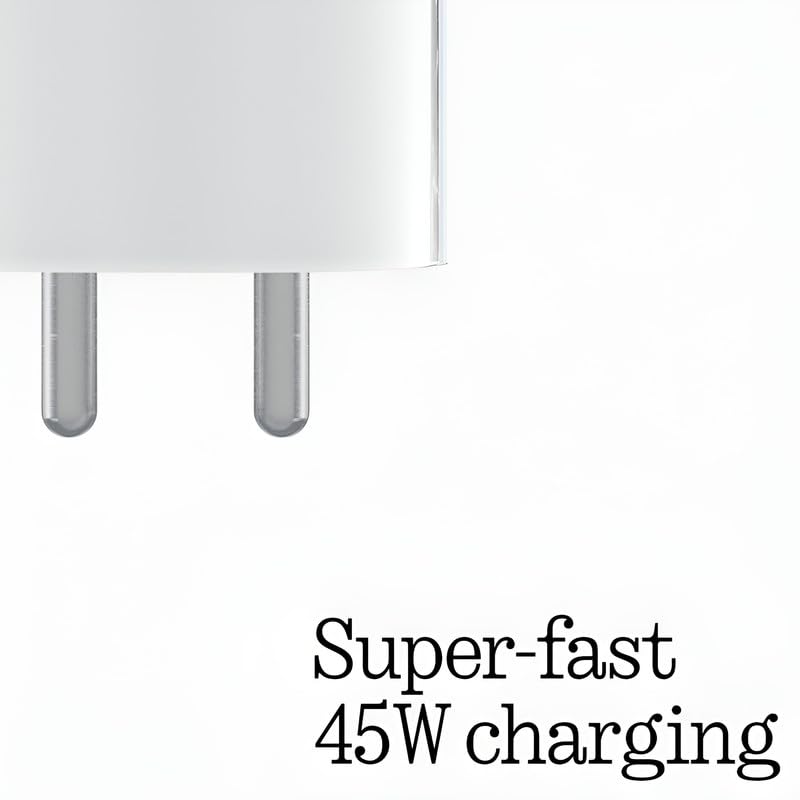 Image of Nothing Original 45W Type C Fast Charger Adapter for Phone 2a Plus /Phone 2A /Phone 2 /CMF Phone 1 /Buds /Ear Stick, Upto 50W Power Charger for Mobile, 45 W USB C Charging Adaptor, 45watt Charge, White