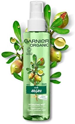 Garnier Organic Argan Hydrating Facial Spray Mist for Dry and Sensitive Skin, Hydrating and Refreshing Face Mist 150 ml