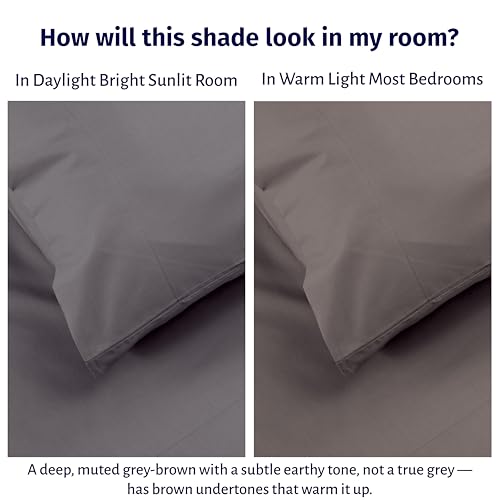 Image of California Design Den King Size Sheets Set Cotton - Certified 100% Egyptian Cotton King Size Percale Sheets Set with Deep Pockets, Lightweight, Crisp, Durable Luxury Bedding - Grey