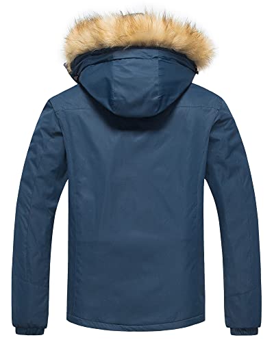 Image of Pursky Men's Waterproof Ski Jacket Winter Snow Coats Fur Hooded Raincoats Parka