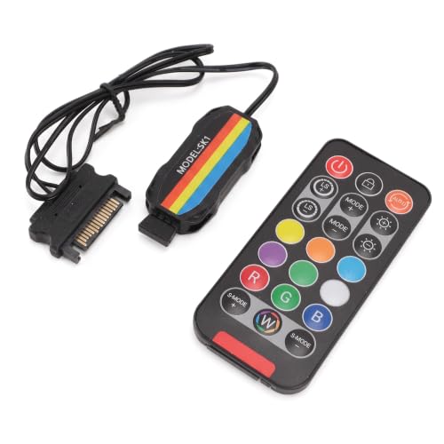 Kontroler Wentylatora Serial ATA Power RGB, Zestaw Kontrolera Wentylatora ARGB PC, 21 Klawiszy do 3-pinowej Taśmy LED LED 5 V, Pilot, Drut Miedziany, Chowana Konstrukcja,