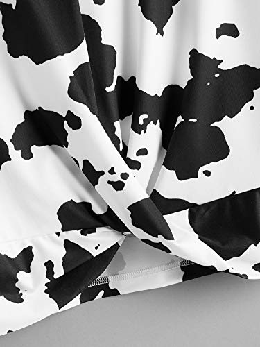Milumia Women's Cow Print Tee Shirt Vintage Western Twist Front Short Sleeve Crop Tank Top4