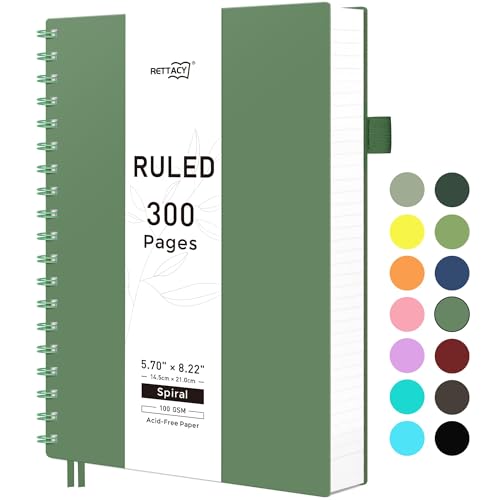 Carnet à spirale A5 avec papier ligné épais anti-bavure pour l'université
