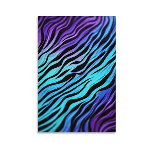 Décoration murale esthétique avec toile murale moderne zèbre violet bleu vert BVNMT