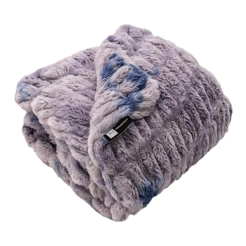 Minky Designs Blueberry Minky Blanket, Soft Faux Fur Throw Blanket, 60"x72"