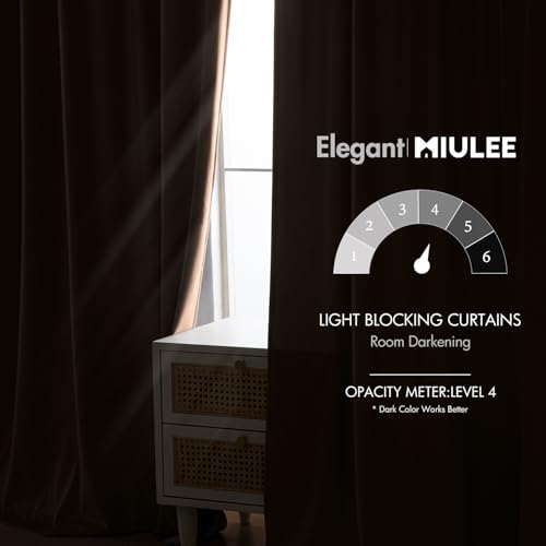 Image of MIULEE Blush Beige Velvet Curtains 52x90 inches Luxury Blackout Curtains | Thermal Insulated, Super Soft Window Drapes for Bedroom Living Room, Rod Pocket & Back Tab