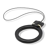 エレコム ストラップ リングストラップ 携帯 スマホ スマホ用 Lサイズ 内径22mm [スマートフォンを傷つけないイタリアンソフトレザー採用] ブラック P-STFPLIBK