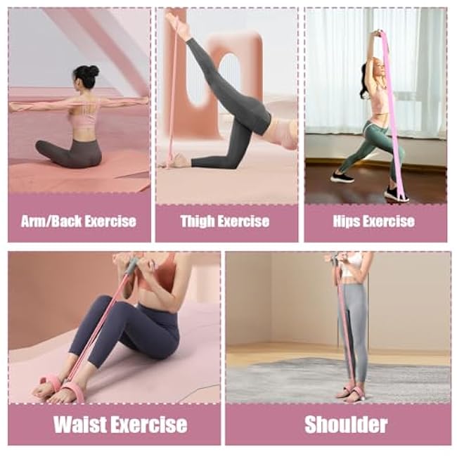 6-Tube Multifunctional Pedal Puller Resistance Rope with 8 Shaped Resistance Band, Foot Pedal Resistance Band, Full Body Workout Fitness Tool for Abdomen, Arm, Leg