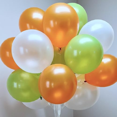 Image of AMFIN (Pack of 50) Metallic Balloons, Republic & Independence Day Decoration - Orange, White & Green