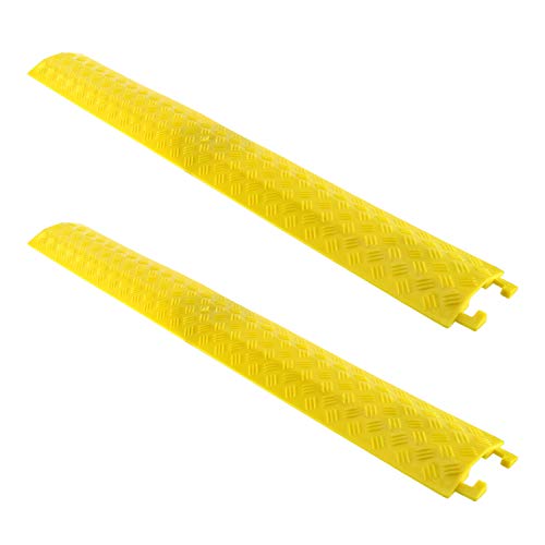 Homend 2Pcs Polyurethane Cable Ramp Protective Cover, 2,000 Lbs Max Heavy Duty Drop Over Hose & Cable Track Protector,Safe In High Walking Traffic Areas -For Outdoor & Indoor Use (S(Small)- 2 Piece) #TOP26