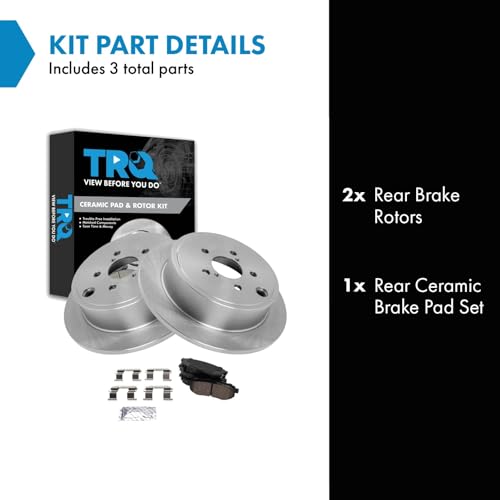 Image of TRQ Rear Brake Pad and Rotor Set Ceramic Vented Rotors Compatible with 2013-2015 Subaru BRZ 2010-2014 Legacy