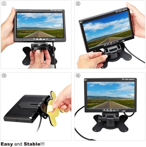 12V 24V Vehicle Rear View Backup Camera and 7'' HD TFT LCD Reversing Monitor System for RV Truck Trailer, Waterproof Night Vision Reverse Camera, with 33ft 4Pin Aviation Connector Cable - Image 7