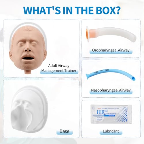 Image of PER4MANCE Airway Management Set for Adult - Intubation Simulation Head with Detachable Base, Ideal for Practicing Oral Pharyngeal Airway and Nasal Pharyngeal Airway Intubation