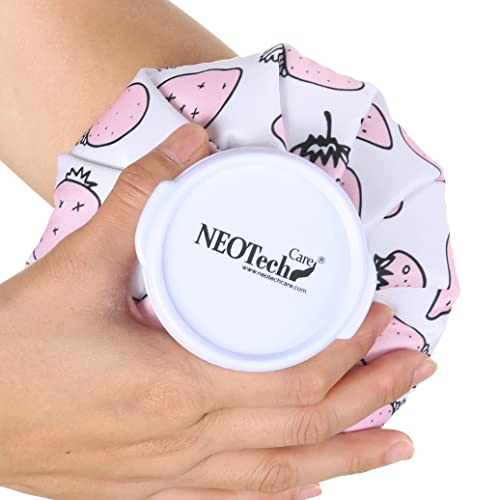 Poche de glace NEOtech Care - Vessie cryothérapie - Premiers soins - Couvercle vissable (Design fraises, 12cm diamètre)
