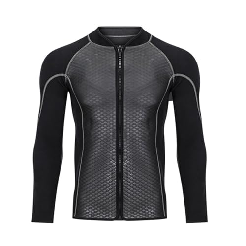 Chaqueta superior de traje de neopreno para hombre de 3mm con manga larga para buceo, para calor y comodidad, traje para aguas frías (Negro_Mediano) miniatura 4