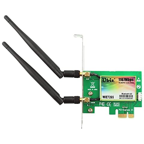 Wireless Network Card, Ubit Wireless Wifi Dual Band Gigabit Adapter, 867Mbps 2.4Ghz-300Mbps/5Ghz-867Mbps with High-gain Antenna BLUETOOTH 4.0 PCI-E Wireless Wifi Network Adapter Cover
