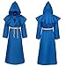 Friar Medieval Cloak, Pull Over Wizard Hooded Robe Knight Cape Dress Up with Necklace Belt Tattoo Sticker Witch Sorcerer Robes Halloween Men Women Adult Teens Costume Outfit Party Props Brown XXL