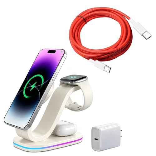 Image of LDOPTO 15W 4 in1 Fast Charger Station for iPhone, iWatch and AirPods | Charger Stand Multiple Devices for Apple - iPhone 17 16e 16 15 14 13 12 - Watch 11 10-Airpods 4 3 Pro, 35W Charger Included