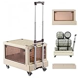 Faltbare Aufbewahrungsbox, 85 l, robuste Sackkarre mit 100 kg Kapazität, 4-seitiges transparentes Panel mit unabhängigen Öffnungen, 2 Sekunden schnell zusammenklappbar, mit verstecktem Aluminiumgriff