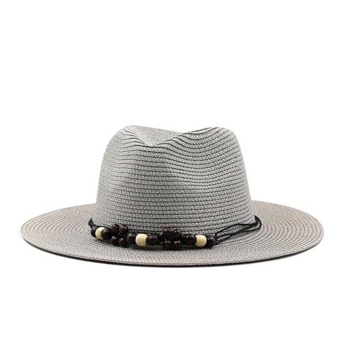 Chapeau de paille anti coup de soleil grand chapeau gris réglable pour vos têtes sensibles