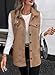 EVALESS Vest for Women Winter Clothing Fleece Jacket Fall Outfits for Business Casual Sleeveless Button Up Sherpa Vest Womens Outerweart Fur Coat Fashion 2025 Khaki Jackets with Pockets, X-Large
